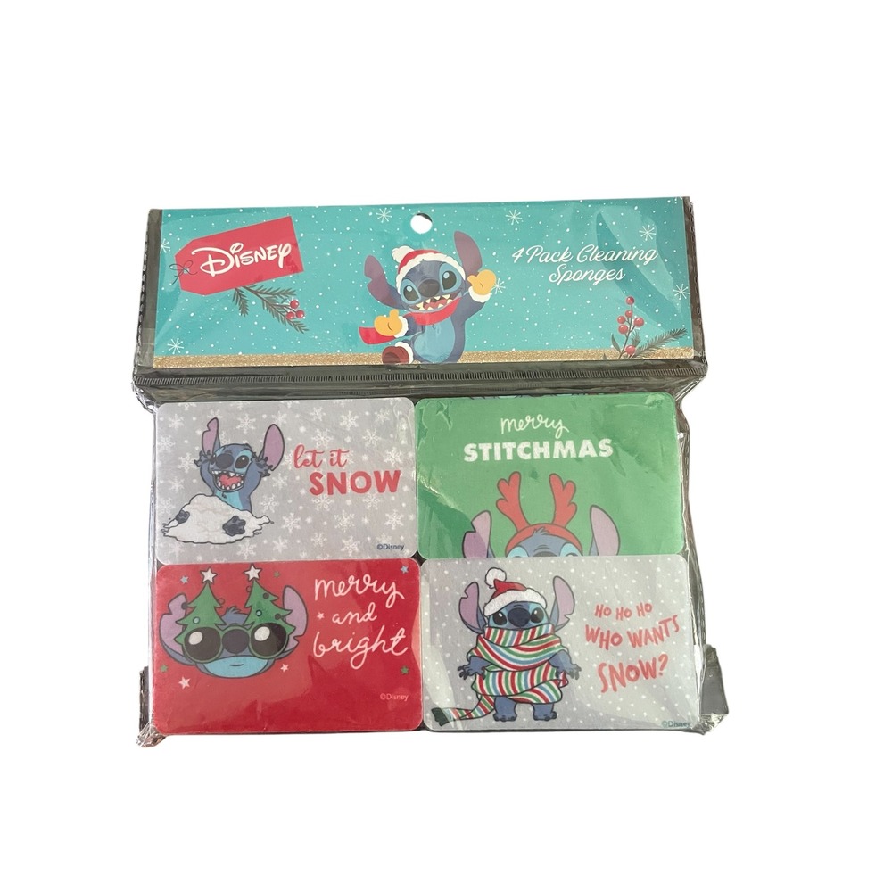 Disney‎ Stitch Cleaning Sponges 4 Pack Christmas Holiday Kitchen Decor